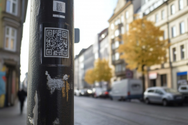 coloredgigspileup_71418_quadratic_QR-Code_Sticker_on_a_pole_i_1c25315d-bfb4-4889-94ca-5ff2ba27dfe8_3